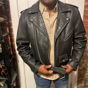 Vintage Black Leather Moto Jacket